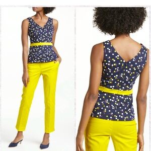 Boden tank NWT size 12, navy, mustard, red white polka dots